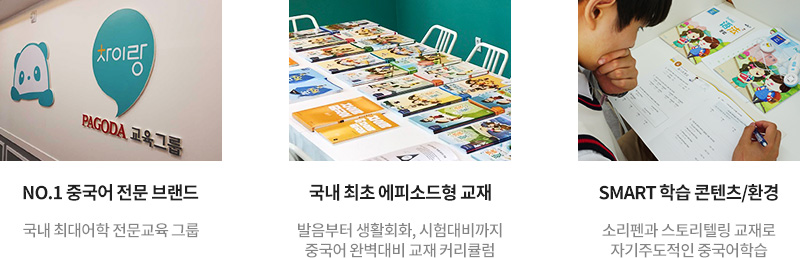 NO.1 중국어 전문 브랜드, 국내 최초 에피소드형 교재, SMART 학습 콘텐츠/환경